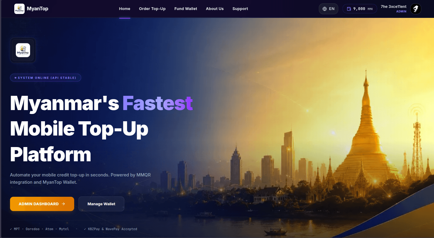 Mobile Top-up Automation (MyanTop) Preview